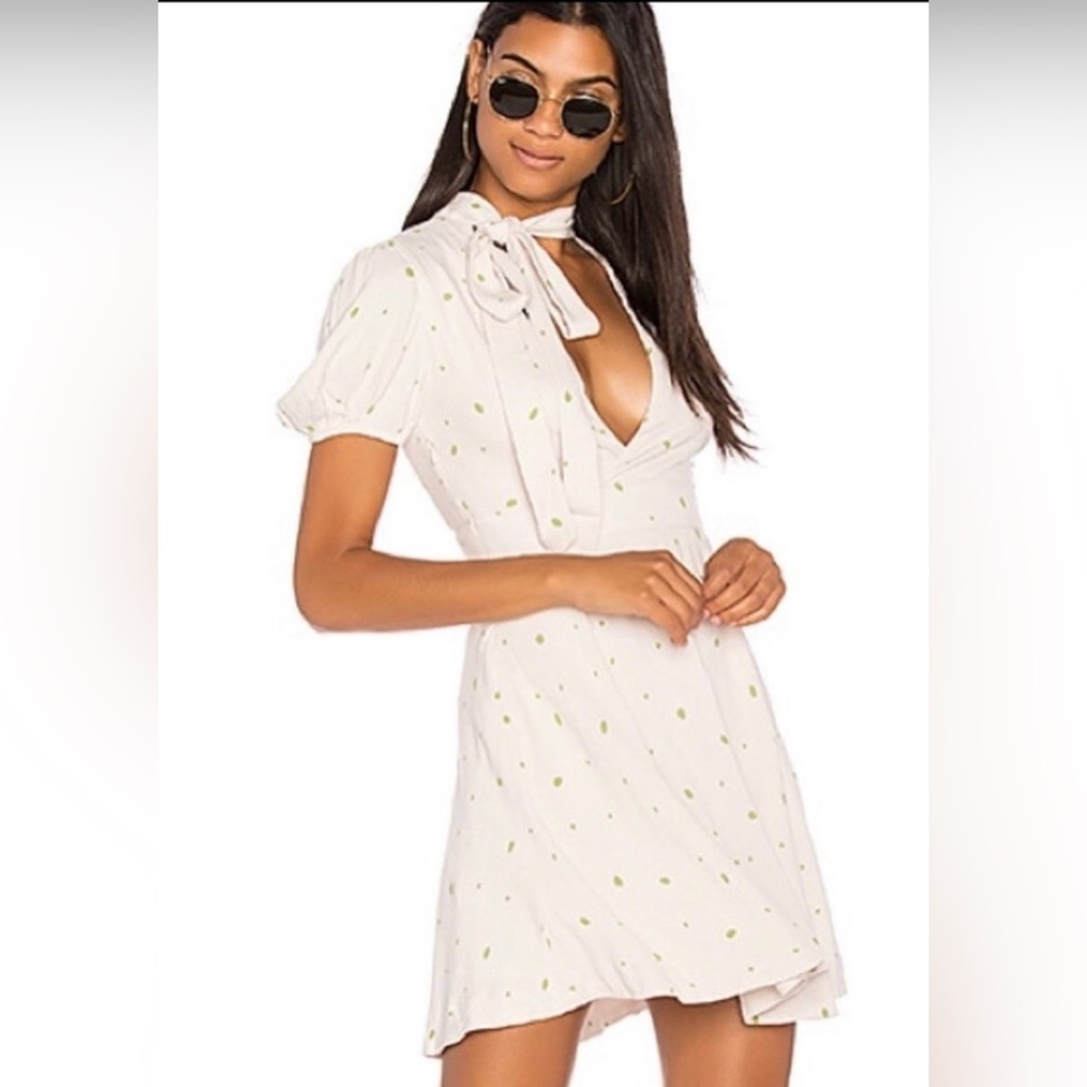 Free People Mini Dress~ Cream w/ green polka dots~ NWT~ Size 4